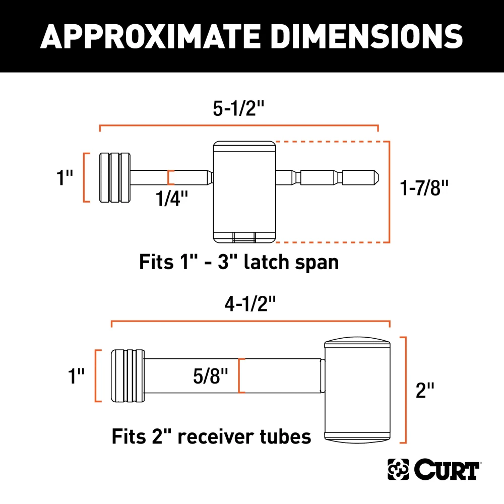 CURT hitch and coupler lock combo pack for trailer security with chrome finish