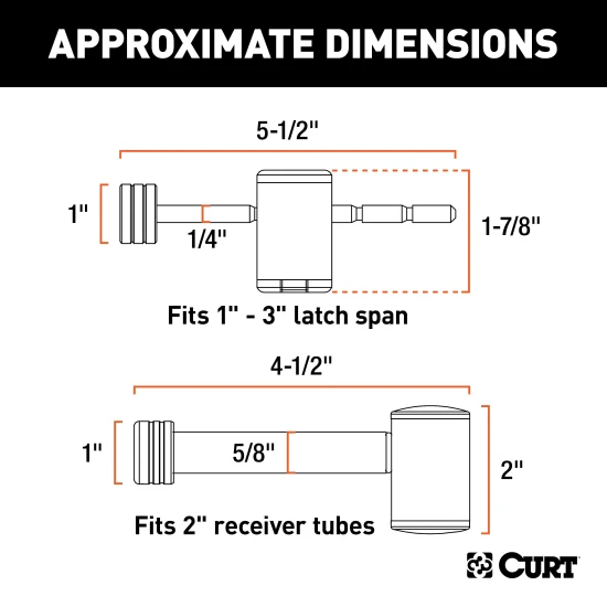 CURT hitch and coupler lock combo pack for trailer security with chrome finish