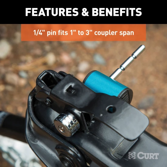 CURT hitch and coupler lock combo pack for trailer security with chrome finish