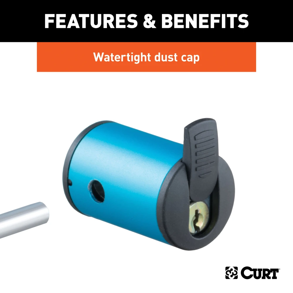CURT hitch and coupler lock combo pack for trailer security with chrome finish