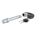 CURT hitch lock with barbell design, fits 2 inch receiver tubes, includes dust cap