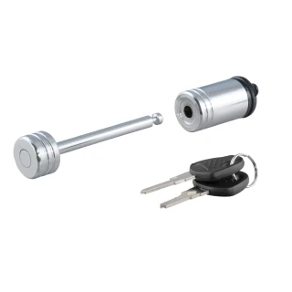 CURT coupler lock with chrome finish and key operation for trailer security