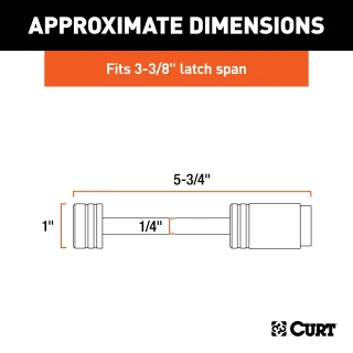 CURT coupler lock with chrome finish and barbell design, fits 3-3/8 inch span latch-type couplers.