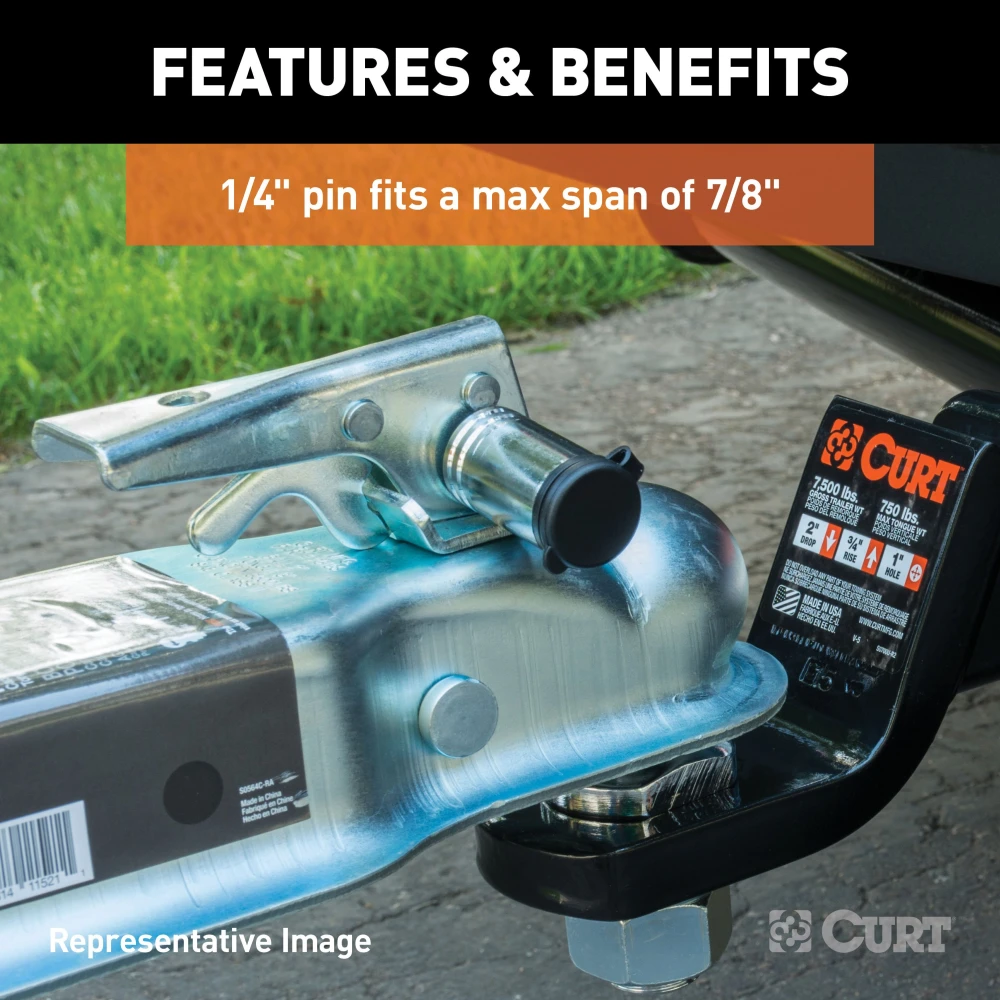 CURT hitch lock and coupler lock set in chrome, preventing trailer theft