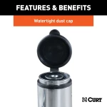CURT hitch lock with a chrome finish and barbell design, secured with a key