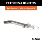 CURT 1/2 inch stainless steel hitch pin with swivel retainer for secure trailer towing