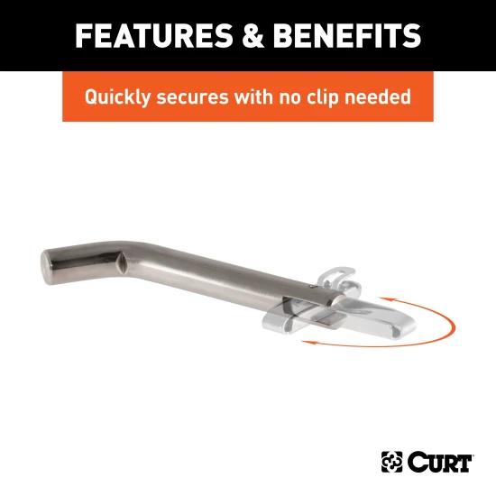CURT 1/2 inch stainless steel hitch pin with swivel retainer for secure trailer towing