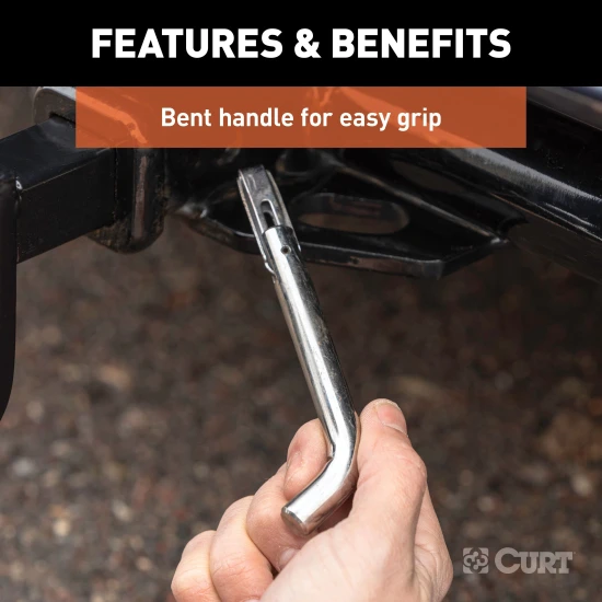 CURT 1/2 inch stainless steel hitch pin with swivel retainer for secure trailer towing