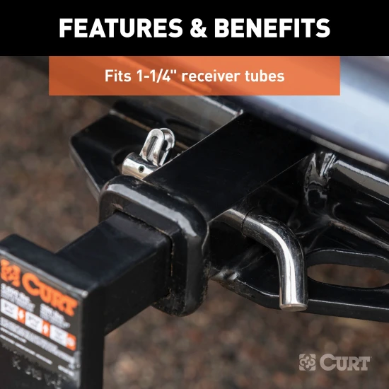 CURT 1/2 inch stainless steel hitch pin with swivel retainer for secure trailer towing