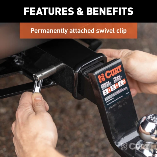 CURT 5/8 inch hitch pin with swivel clip, ideal for 2 or 2-1/2 inch hitch receivers.