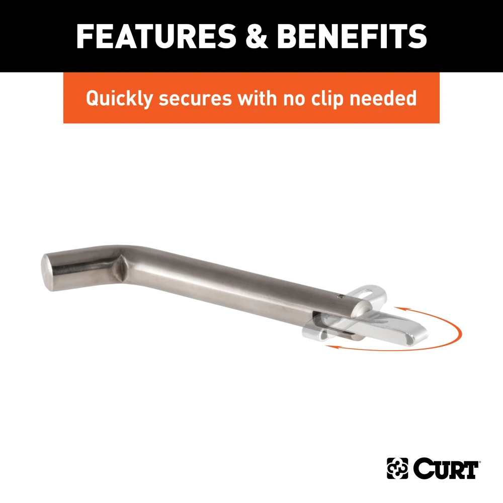CURT 5/8 inch hitch pin with swivel clip, ideal for 2 or 2-1/2 inch hitch receivers.