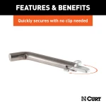 CURT 5/8 inch hitch pin with swivel clip, ideal for 2 or 2-1/2 inch hitch receivers.