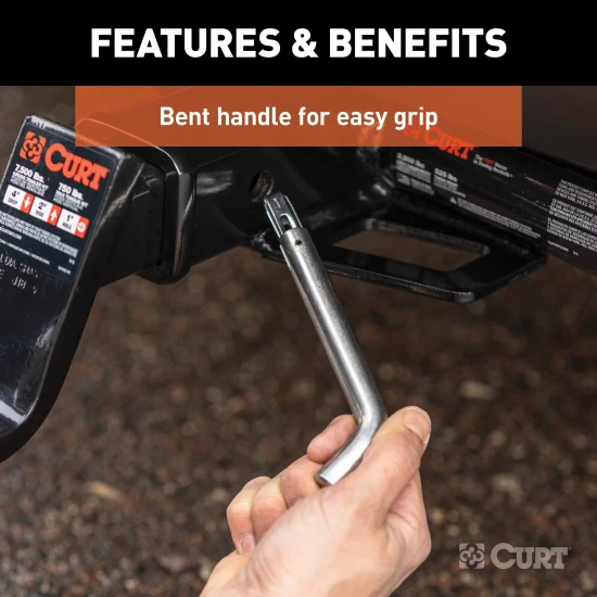 CURT 5/8 inch hitch pin with swivel clip, ideal for 2 or 2-1/2 inch hitch receivers.
