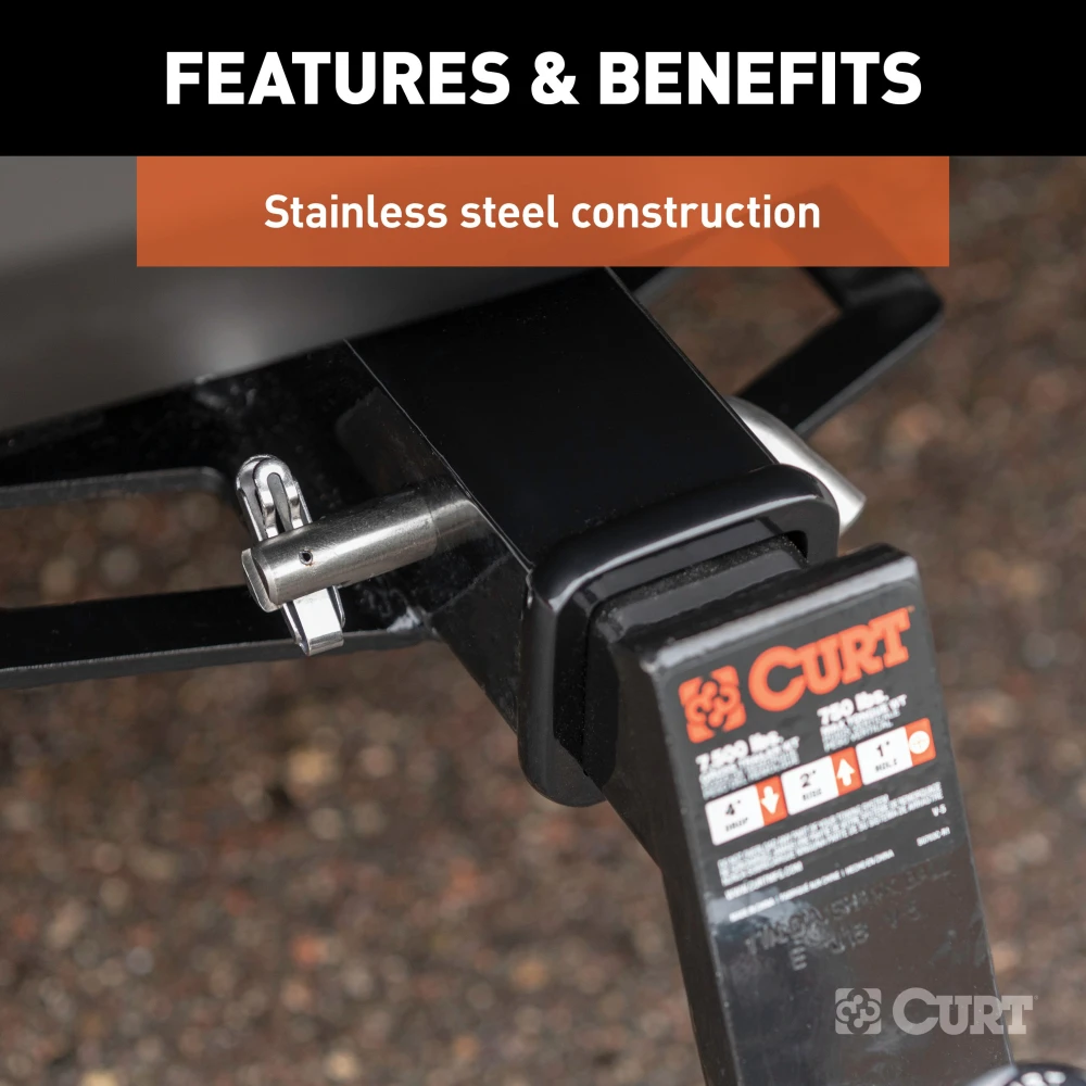 CURT 5/8 inch hitch pin with swivel clip, ideal for 2 or 2-1/2 inch hitch receivers.