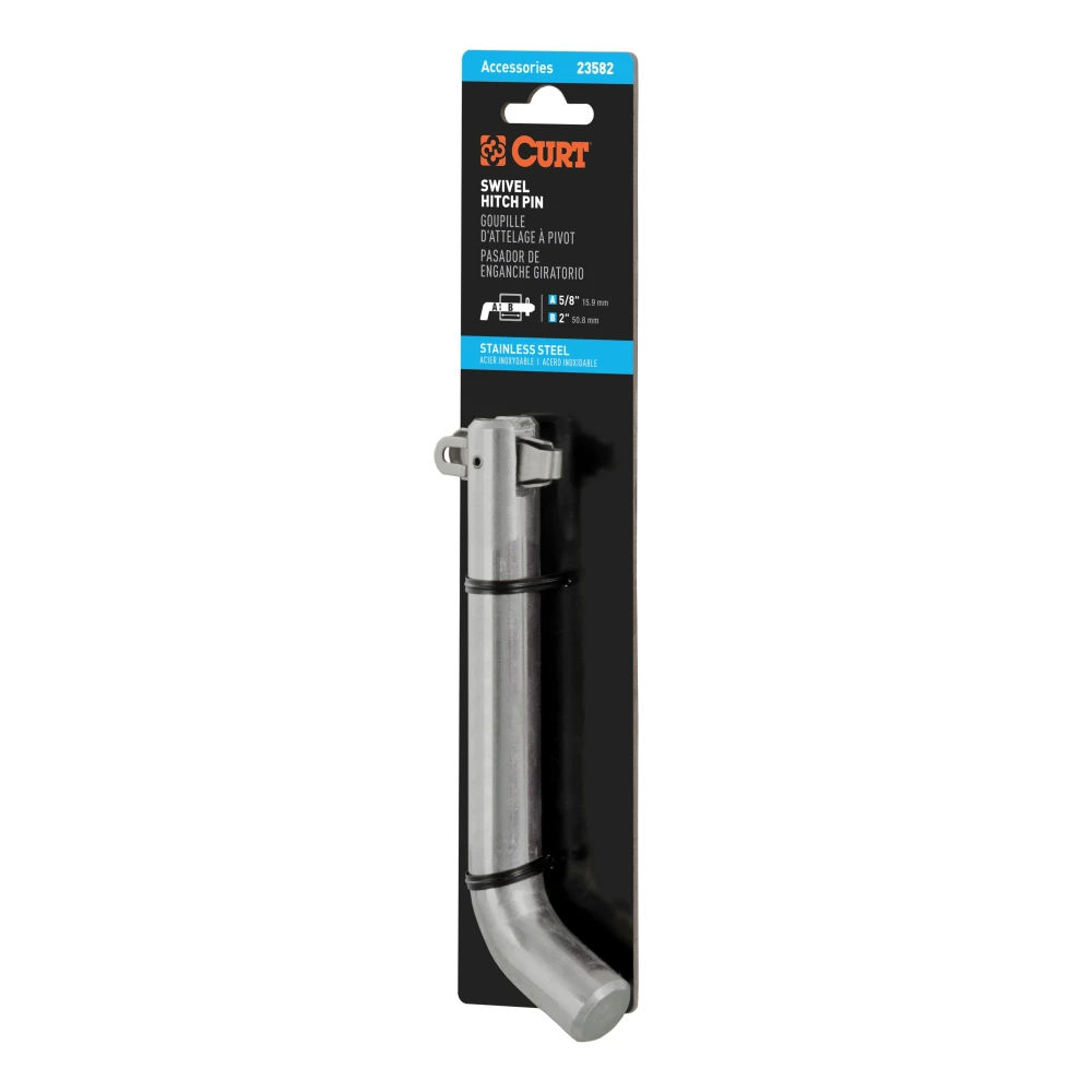 CURT 5/8 inch hitch pin with swivel clip, ideal for 2 or 2-1/2 inch hitch receivers.