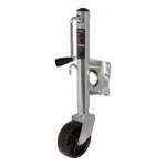 CURT marine trailer jack with zinc finish and a side-wind handle, featuring a 6-inch wheel and 1,000 lbs capacity.