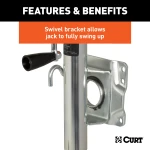 CURT marine trailer jack with zinc finish and a side-wind handle, featuring a 6-inch wheel and 1,000 lbs capacity.