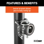 CURT pipe mount swivel jack with 5,000 lbs support and 15 inch lift capacity