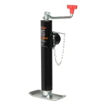 CURT swivel jack with 5000 lbs capacity, top-wind handle, and pipe mount design