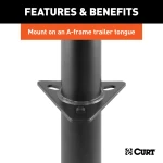 CURT A-frame trailer jack with top-wind handle, 5000 lbs capacity, black finish