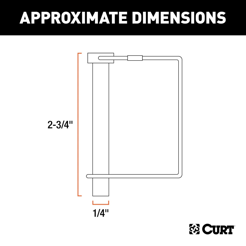 CURT safety pin with 1/4 inch diameter and zinc-plated finish