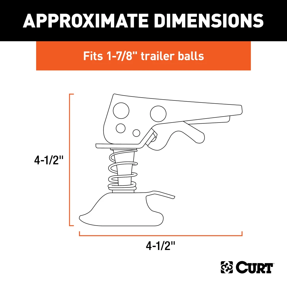 CURT Posi-Lock trailer coupler latch with adjustable design and durable zinc finish for secure towing