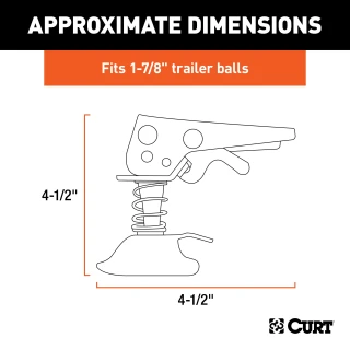 CURT Posi-Lock trailer coupler latch with adjustable design and durable zinc finish for secure towing