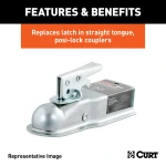 CURT Posi-Lock trailer coupler latch with adjustable design and durable zinc finish for secure towing