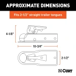 CURT straight-tongue coupler with Posi-Lock latch, 2" ball fit, 3,500 lbs capacity, zinc finish