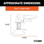 CURT Posi-Lock latch for secure towing with 2 inch trailer balls and adjustable design for varying channel widths.