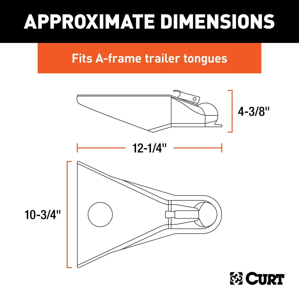 CURT A-frame trailer coupler with easy-lock latch, 10,000 lbs GTW, black finish