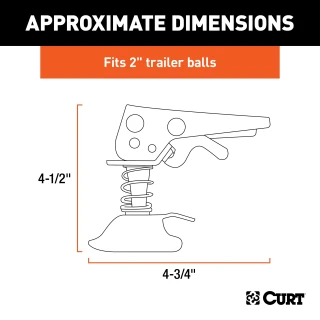 CURT Posi-Lock latch with adjustable mechanism and zinc finish for A-frame couplers