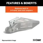 CURT Posi-Lock latch with adjustable mechanism and zinc finish for A-frame couplers