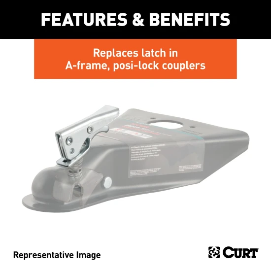 CURT Posi-Lock latch with adjustable mechanism and zinc finish for A-frame couplers
