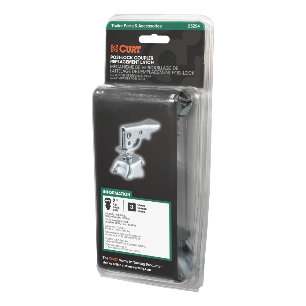 CURT Posi-Lock latch with adjustable mechanism and zinc finish for A-frame couplers