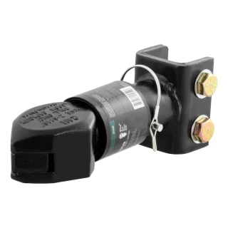 CURT adjustable channel coupler with sleeve-lock latch and black powder coat finish for secure towing.