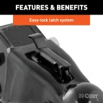 CURT adjustable channel coupler featuring a dual-bolt mount and easy-lock latch