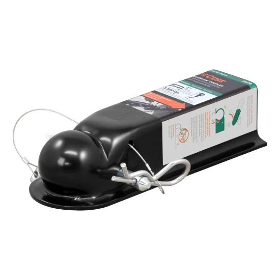 CURT QuickPin trailer coupler featuring a pin latch design eliminating traditional latching mechanisms for easy hookup.