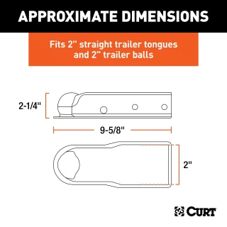 CURT QuickPin trailer coupler featuring a pin latch design eliminating traditional latching mechanisms for easy hookup.