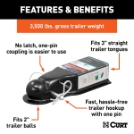 CURT QuickPin trailer coupler with revolutionary pin latch design for secure towing.