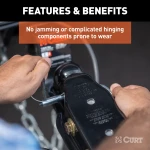 CURT QuickPin trailer coupler with revolutionary pin latch design for secure towing.