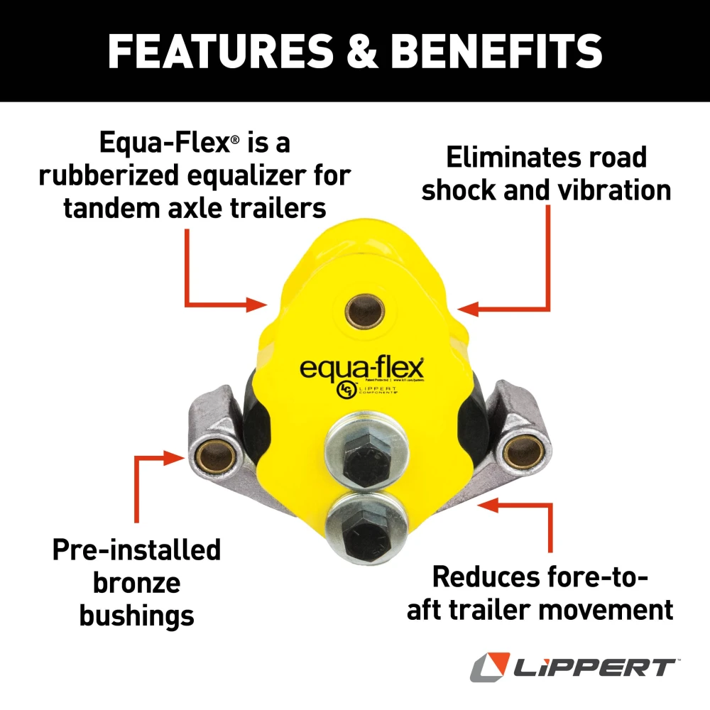 Lippert Equa-Flex Rubberized Equalizer for Tandem Axle RVs Lippert Equa-Flex equalizer kit with bronze bushings for tandem axles