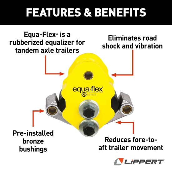 Lippert Equa-Flex Rubberized Equalizer for Tandem Axle RVs Lippert Equa-Flex equalizer kit with bronze bushings for tandem axles
