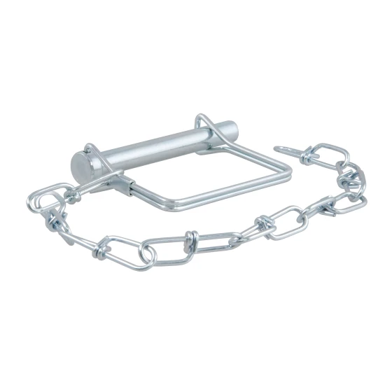 CURT safety pin with zinc finish, 3/8 inch diameter, 12 inch chain