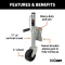 CURT marine trailer jack with 1200 lbs capacity, zinc finish, 6-inch wheel, and swivel design for trailers.