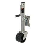 CURT marine trailer jack featuring dual 6-inch wheels and zinc-plated finish for enhanced mobility and corrosion resistance.