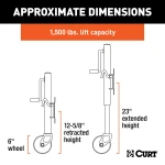 CURT marine trailer jack featuring dual 6-inch wheels and zinc-plated finish for enhanced mobility and corrosion resistance.