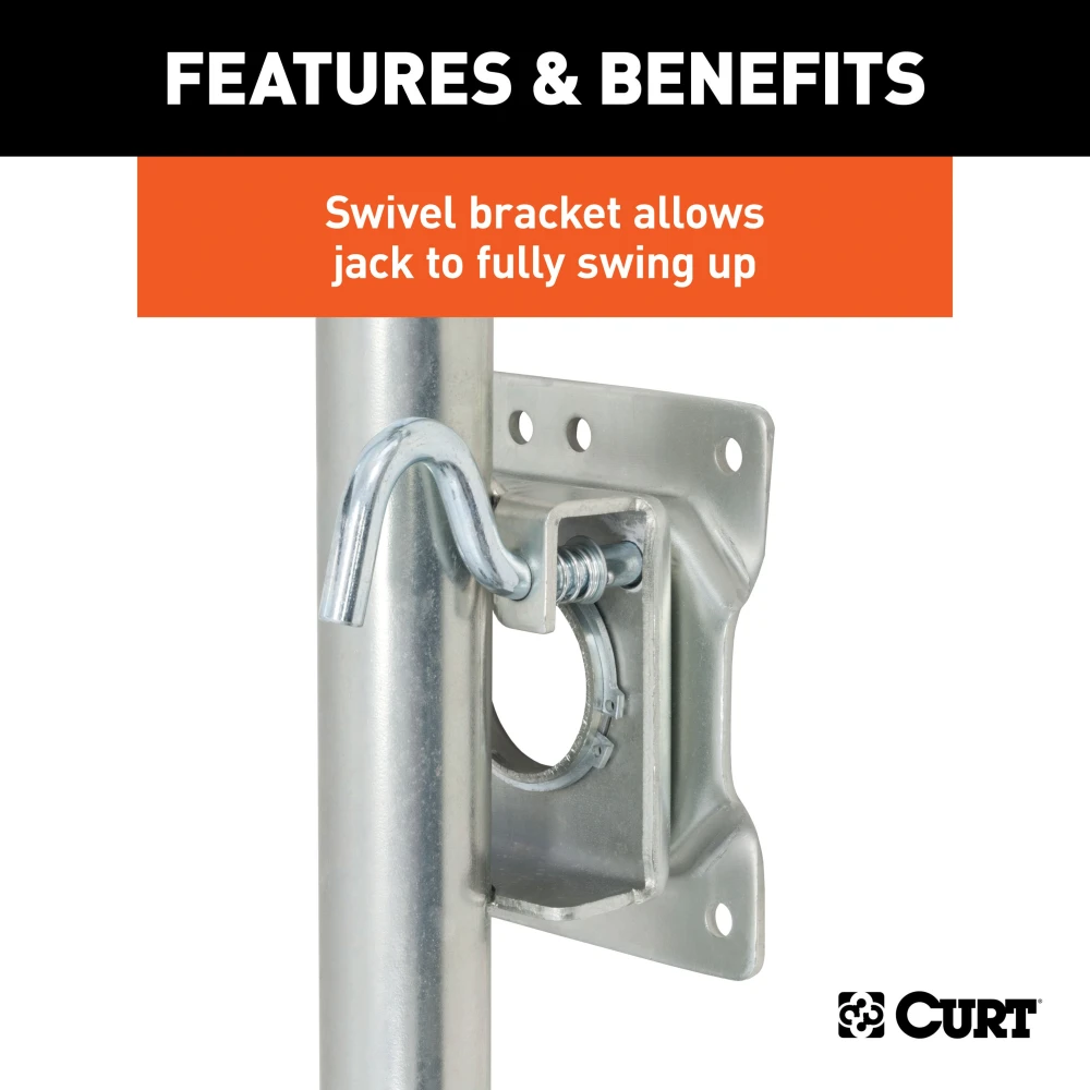 CURT marine trailer jack featuring dual 6-inch wheels and zinc-plated finish for enhanced mobility and corrosion resistance.