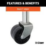 CURT marine trailer jack featuring dual 6-inch wheels and zinc-plated finish for enhanced mobility and corrosion resistance.