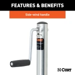 CURT marine trailer jack featuring dual 6-inch wheels and zinc-plated finish for enhanced mobility and corrosion resistance.